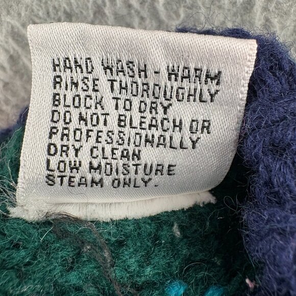 Vintage Brass Plum by Nordstrom Shetland Wool Sweater Green Fair Isle Knit - Picture 13 of 14